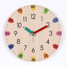 하루아홈 레인보우포인트 교육용 어린이 아이 시계공부 무소음 벽시계 LW2005 + AA건전지, 혼합색상