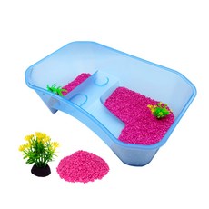NOMOY PET Turtle 多功能地板水箱套組 NX-11, 水箱（藍色）、彩石（粉色）