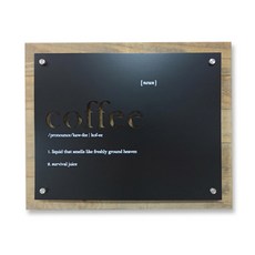 빈티지 데코 coffee 우드 간판, 네추럴 + 블랙