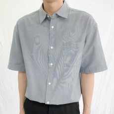 제이에이치스타일 남성용 오버핏 옥스포드 반팔 셔츠