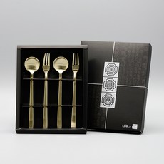테이블아트 테드 티타늄 티스푼 티포크 + 케이스 세트, 1세트, 티스푼 2p + 티포크 2p