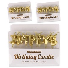 Joyparty 生日快樂蠟燭, 金屬金, 3個