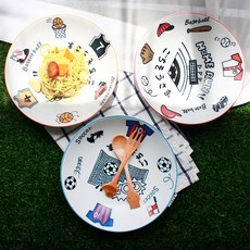 아이카 어린이 스포츠 카레접시 3종 세트, 야구(레드), 농구(옐로우), 축구(블루), 1세트