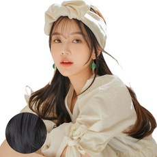 가발나라 U자형 레이어 C컬펌 오픈반가발 + 엑스트라피스 2p + 가발빗 + 꼬리빗 + 악어핀 세트, 다크블랙, 1세트 - 반가발