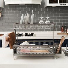 제이씨엘 프리미엄 2단 식기건조대, 티타늄그레이