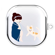 원베스트 갤럭시 버즈 라이브 투명하드 디자인 케이스 E, 단일상품, 434 냥이러뷰