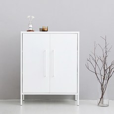 마켓비 PIDOR 캐비넷 모던세로중 2문 수납장 8001015, 화이트