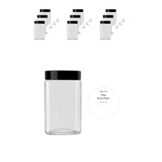 사각 잡곡통 700ml x 10p + 검정캡 10p + 네임스티커 원형 10p, 혼합색상, 1개