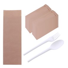 크라프트 수저집 20p + PLA스푼 20p + 포크 20p세트, 1세트