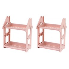 저스틴 주방 정리 하우스 2단 선반 2p, 핑크