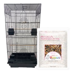 로라펫 2단 새장 대형 + 애니멀파크 앵무새사료 700g 세트, 블랙, 1세트