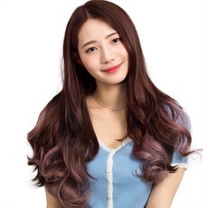준 투컬러 웨이브 1피스 붙임머리 50cm 190g, 다크 + 애쉬핑크, 1개