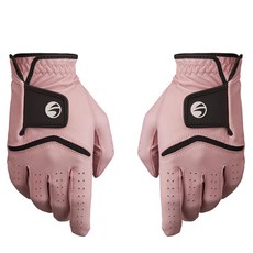 데카트론 여성용 천연가죽 골프장갑 Glove500 양손착용, 핑크