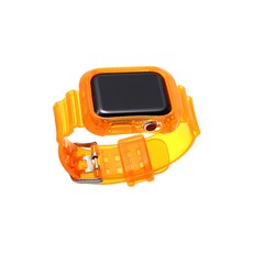 비쉐르 애플 워치 4 44mm 형광 레이버 실리콘 일체형 밴드 스트랩, 오렌지, 1개