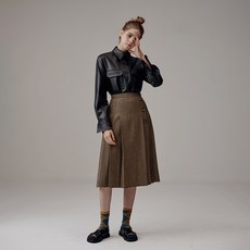 보연 여성용 울체크 프리츠 스커트