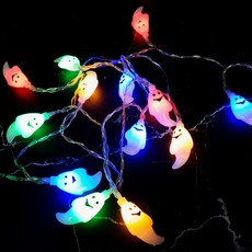 데코코마니 귀여운 유령2 혼합색 할로윈 건전지 LED 조명 파티용 와이어전구, 화이트