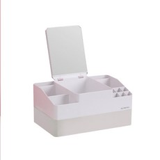 오블리원 거울겸용 2단 파스텔톤 화장품 정리함 베이지, 1개