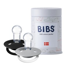 BIBS 데니쉬 디럭스 쪽쪽이 2종 + 프리미엄 스틸 케이스 세트, 지름 5cm x 높이 7.3cm (0~3세), 클라우드나이트, 블랙