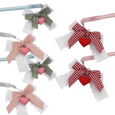 리본 중성펜 3종 0.5mm, 그린 체크, 핑크 체크, 레드 체크, 1세트