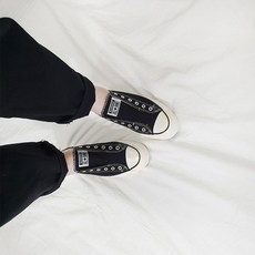 디아 무지 끈없는 밴딩 캔버스 스니커즈