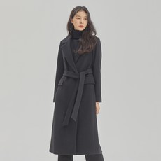 미쏘 여성용 테일러드 더블 벨티드 롱코트