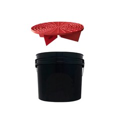 글로스브로 쥬니어 세차버킷 + 전용 그릿가드 세트, 10L, 블랙(세차버킷), 레드(그릿가드)