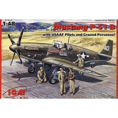 ICM P 51 B 野馬帶飛行員和地勤人員塑料模型 1：48 48125, 1個
