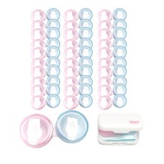 렌즈소녀 캔디 렌즈케이스 50p + 솜사탕 여행용 렌즈케이스 세트, 핑크 + 블루, 1세트