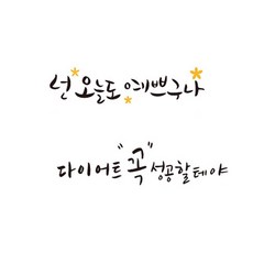 캘리그라피 다이어트 데코스티커 2종 세트, 혼합색상