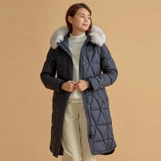 헤지스 여성용 럭셔리 퍼 구스 다운코트 HWJU0D814N3