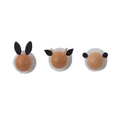 동글동글 애니멀 후크 3종 세트, 사슴, 토끼, 곰, 1세트