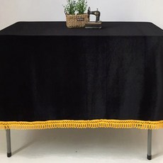 로고앤테이블 벨벳 U자형 수실 테이블보, 블랙, 100 x 160 cm