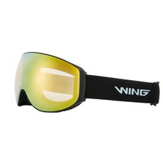 WING 여성 스키 보드 고글 더블렌즈 안경병용 야간, 블랙 + 골드
