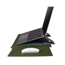 McEDA 노트북 거치대 슬림 파우치 3in1 + 파우치 3종 + 스트랩 2개, Dark Green