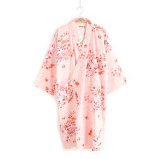 알럽홈 여성용 일본스타일 패턴 샤워 가운 M, 핑크캣, 1개