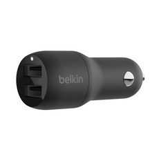 벨킨 부스트업 24W 듀얼 USB A 차량용 충전기 시거잭, CCB001btBK, 블랙