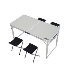 접이식 캠핑 테이블 추천 캠프랩 접이식 캠핑테이블 + 의자 4p, 화이트그레이(테이블), 블랙(의자)