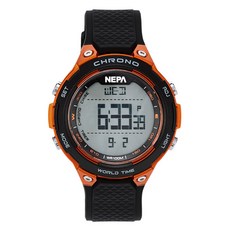 네파 방수 알람 스탑워치 스포츠 전자시계 N349_BKOR, BLACK + ORANGE(시계), 랜덤발송(케이스)
