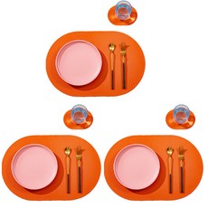 더블제이유 에그 식탁매트 3p + 컵받침 3p, 오렌지, 식당매트(45 x 30 cm), 컵받침(14 x 10 cm), 1개