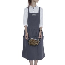 으네야 허리 주름 코튼 앞치마, 차콜, 1개