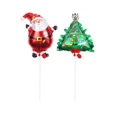 인디케이 크리스마스 풍선 산타 5p + 트리 5p + 풍선막대 10p, 혼합색상, 1세트