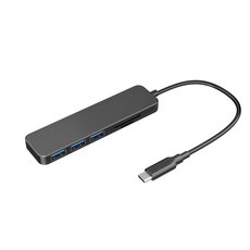 [쿠팡수입] 만듦 메모리카드 리더 USB 3.1 Gen1 3 포트 Type C 허브 20cm, 블랙
