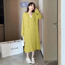 리얼 샷 새로운 패션 후드 플러스 사이즈 스타일리쉬 트임 임산부 원피스