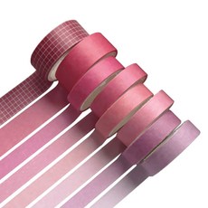 미빌 문구 베이직 패턴 마스킹 테이프 8종 세트, 로즈레드, 1세트