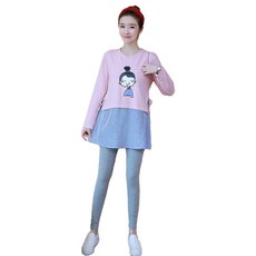 큐티 산부복 롱 루즈 티셔츠 상하세트