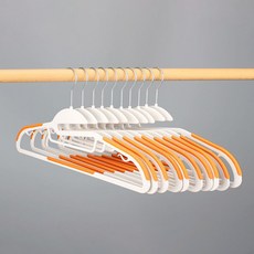 원모아 미끄럼 방지 고급 플라스틱 옷걸이, 오렌지, 10개