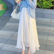 페이퍼먼츠 뮤즈 여성스러운 쉬폰 날림 롱 스커트 01675