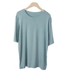 여성용 무지 찰랑 라운드 반팔 티셔츠 T9275K23