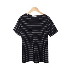 여성용 라운드넥 단가라 반팔 티셔츠 T9486K24