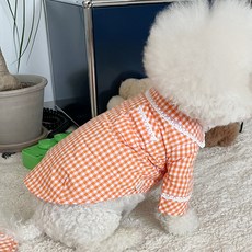 바이담수미 강아지 체크 잠옷, 오렌지